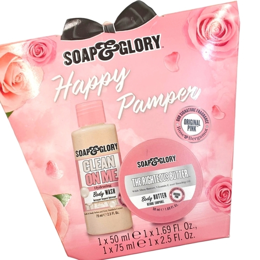 Soap & Glory Happy Pamper Travel Gift Set | Body Wash & Body Butter